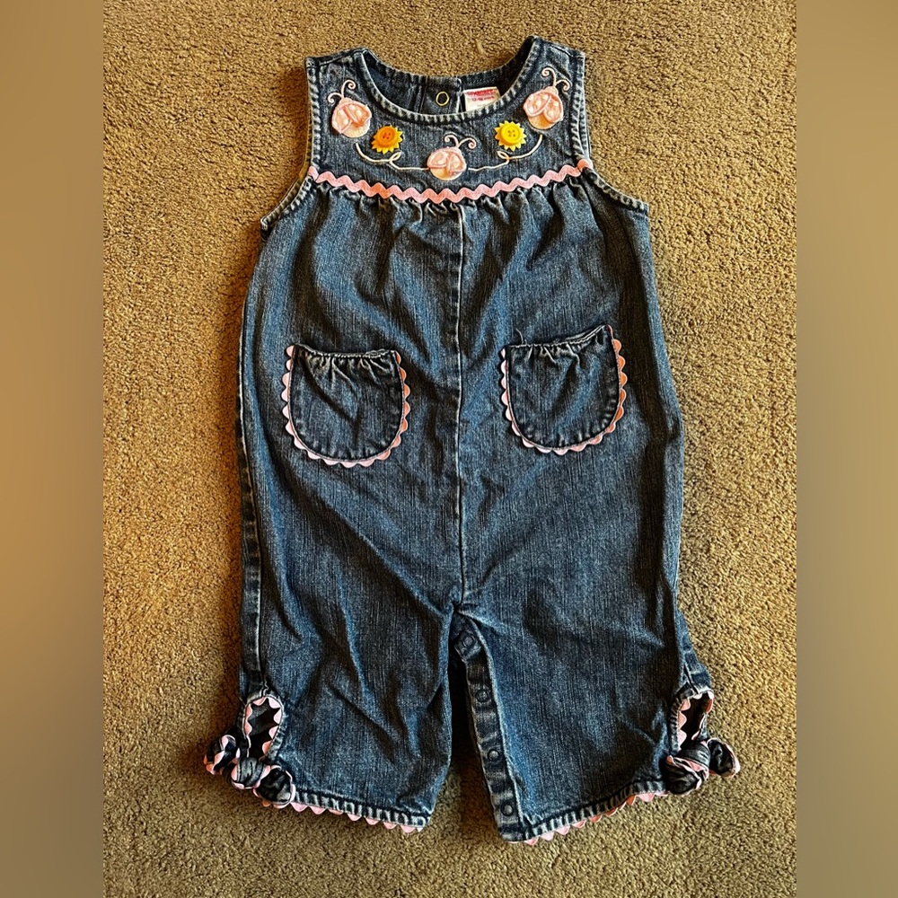 Vintage Gymboree 12-18 months Denim Spring Cottagecore One-Piece Outfit